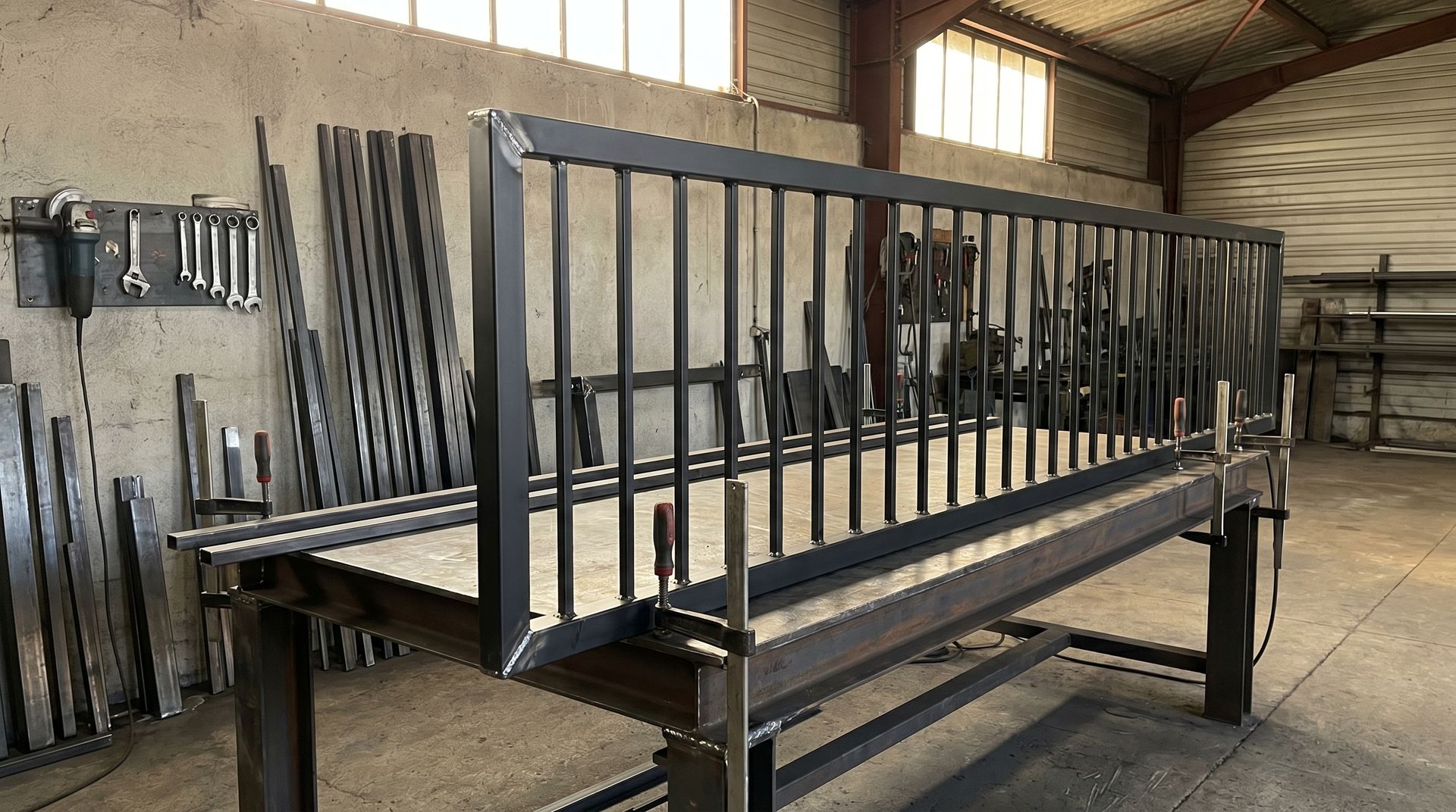 Grille de défense en fabrication dans l'atelier Prometal